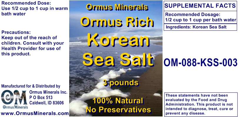 Ormus Minerals Korean Sea Salt 3 lbs
